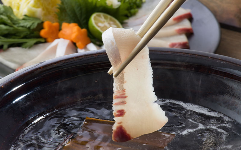 With yellowtail shabu