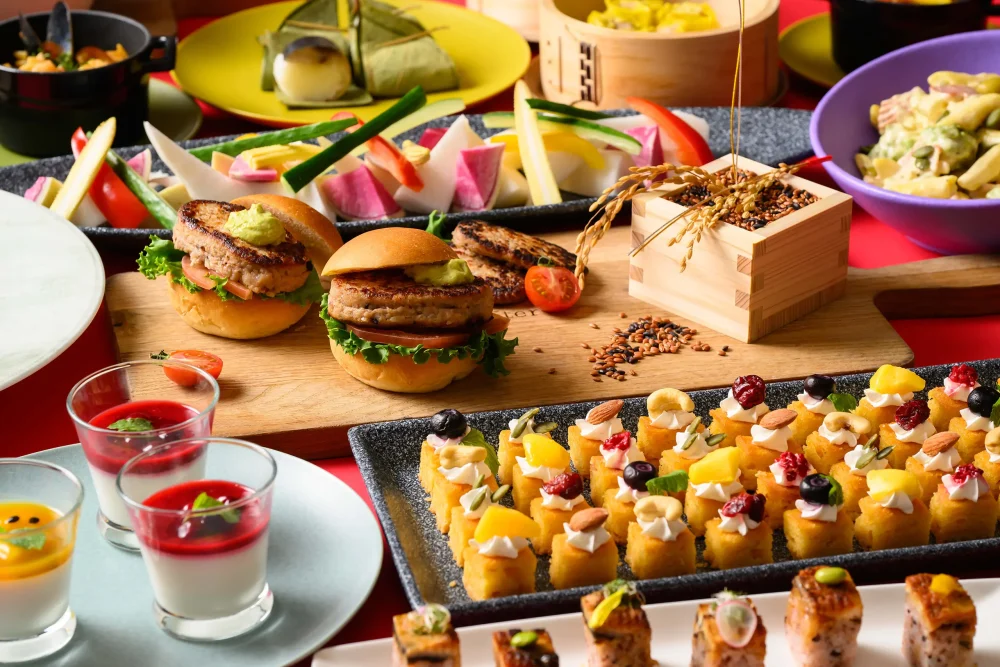 Autumn in Nara with autumn leaves. Local menu at the hotel buffet